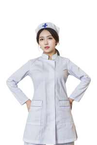 訂製純白色女裝長袖護士診所制服       設計小企領護士制服      護理制服   雙側袋口護士服   J's Medical    NU084